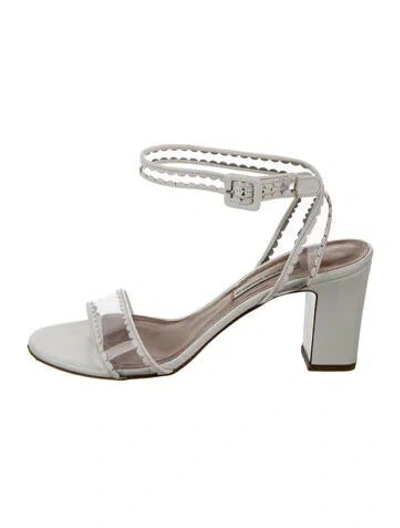 Pre-owned Tabitha Simmons Leather Scalloped Accent Sandals In White