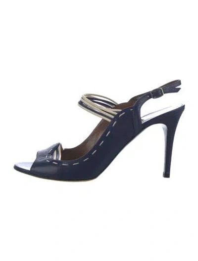 Pre-owned Tabitha Simmons Leather Slingback Pumps In Blue