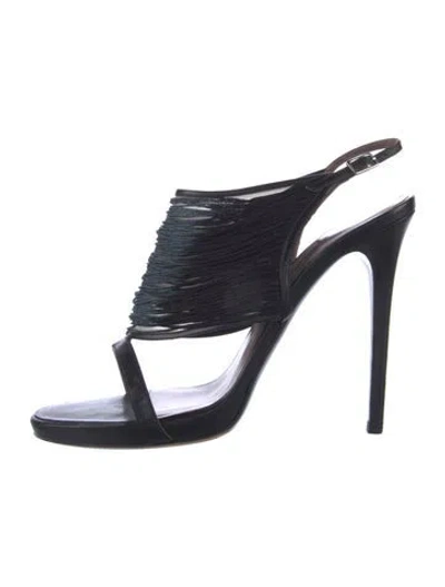 Pre-owned Tabitha Simmons Leather Slingback Sandals In Black