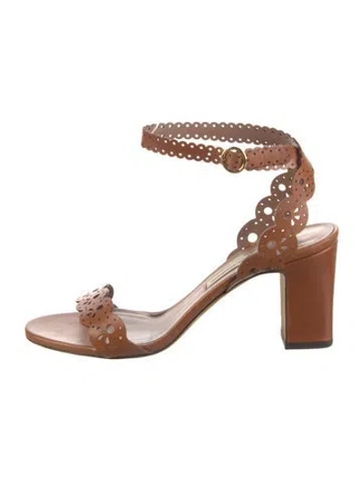 Pre-owned Tabitha Simmons Leather Slingback Sandals In Brown