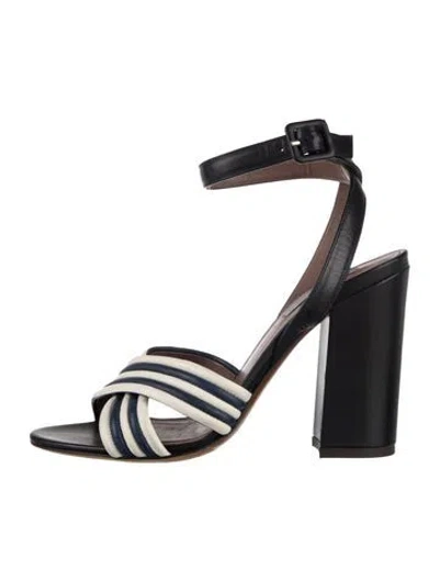 Pre-owned Tabitha Simmons Leather Striped Sandals In Black