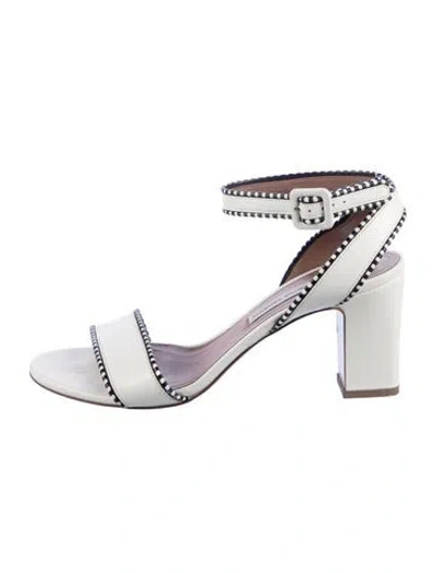 Pre-owned Tabitha Simmons Leather Striped Sandals In White