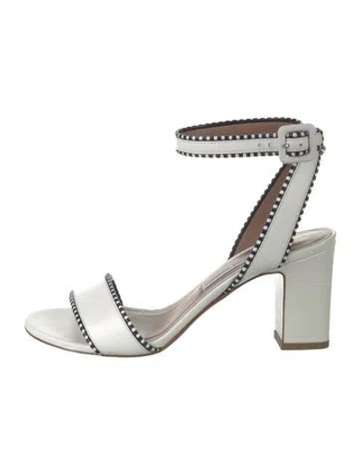 Pre-owned Tabitha Simmons Leather Striped Sandals In White