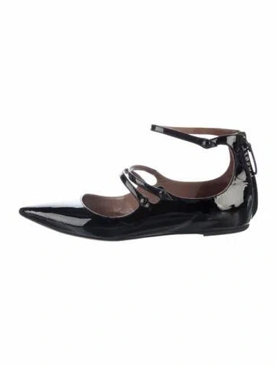 Pre-owned Tabitha Simmons Patent Leather Cutout Accent Ballet Flats In Blue