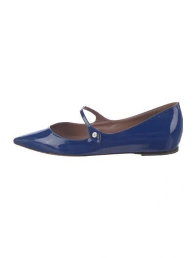 Pre-owned Tabitha Simmons Patent Leather Mary Jane Flats In Blue