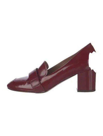 Pre-owned Tabitha Simmons Patent Leather Slingback Pumps In Burgundy