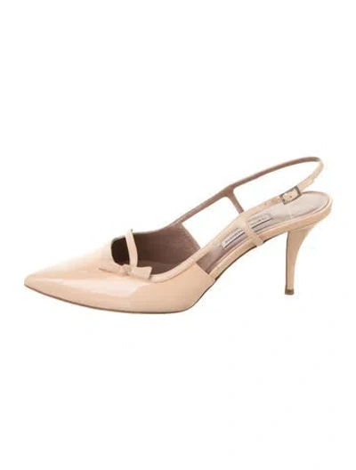 Pre-owned Tabitha Simmons Patent Leather Slingback Pumps In Neutral