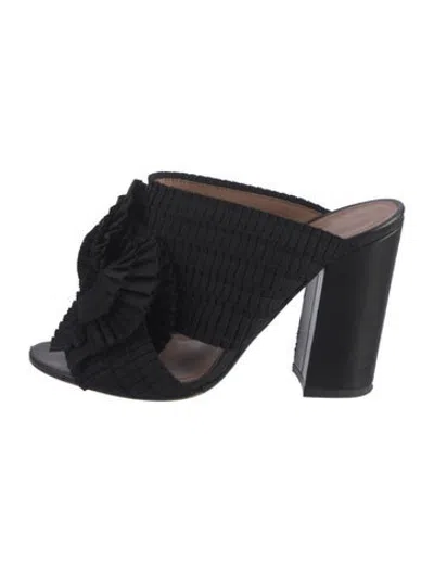 Pre-owned Tabitha Simmons Pleated Accents Mules In Black