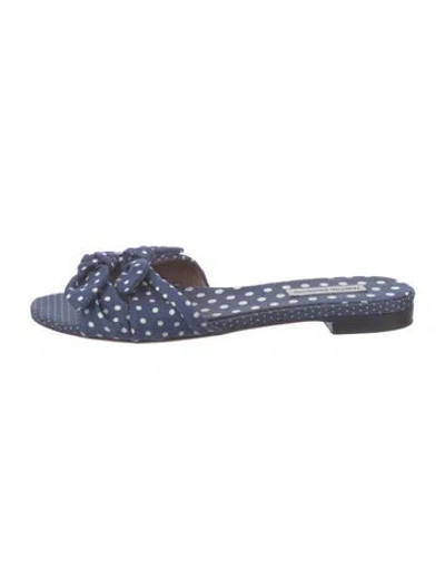 Pre-owned Tabitha Simmons Polka Dot Print Bow Accents Slides In Blue