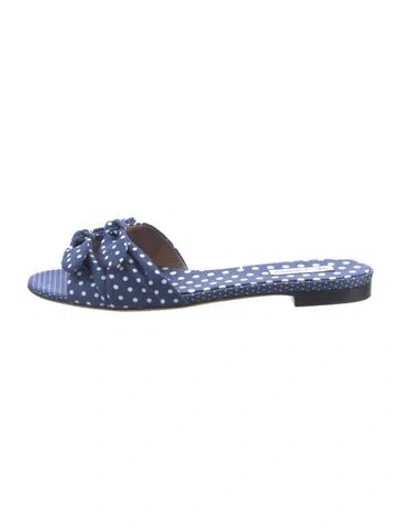 Pre-owned Tabitha Simmons Polka Dot Print Bow Accents Slides In Blue