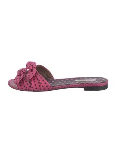 Pre-owned Tabitha Simmons Polka Dot Print Bow Accents Slides In Purple