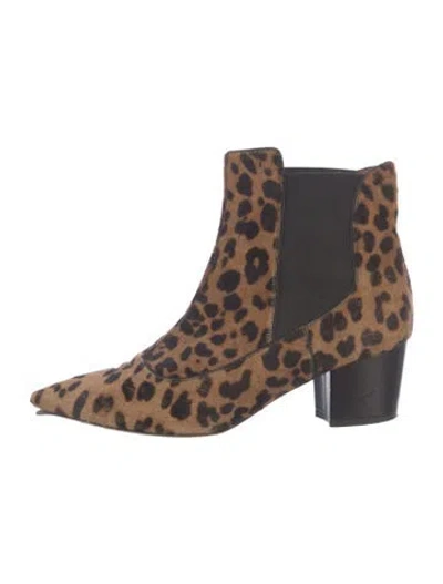 Pre-owned Tabitha Simmons Ponyhair Animal Print Chelsea Boots In Black