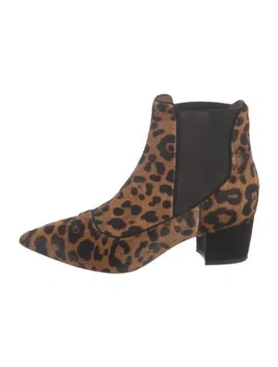 Pre-owned Tabitha Simmons Ponyhair Animal Print Chelsea Boots In Black/brown