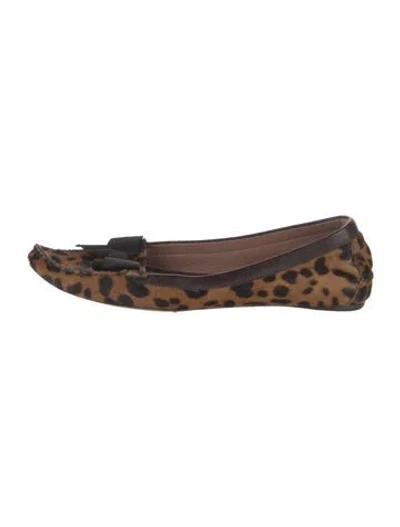 Pre-owned Tabitha Simmons Ponyhair Animal Print Flats In Neutral