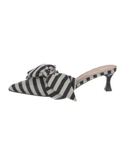 Pre-owned Tabitha Simmons Printed Bow Accents Mules In Black