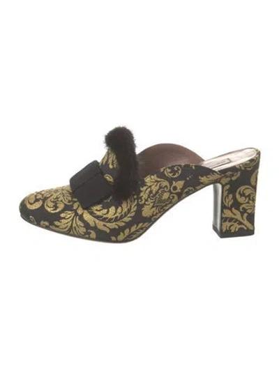 Pre-owned Tabitha Simmons Printed Bow Accents Mules In Multi