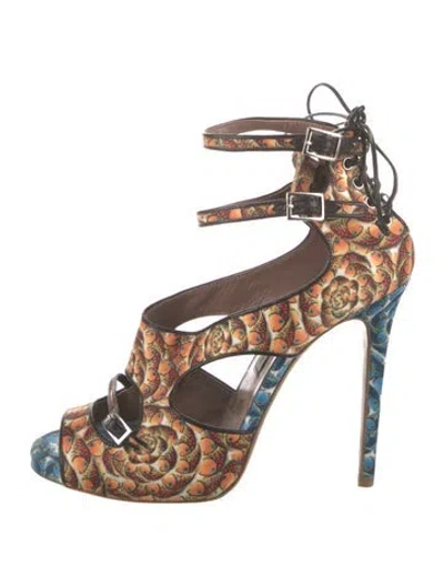 Pre-owned Tabitha Simmons Printed Sandals In Orange