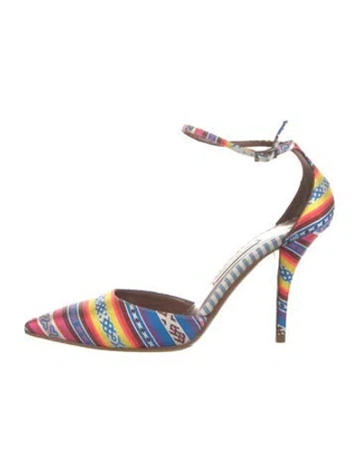 Pre-owned Tabitha Simmons Printed Slingback Pumps In Blue