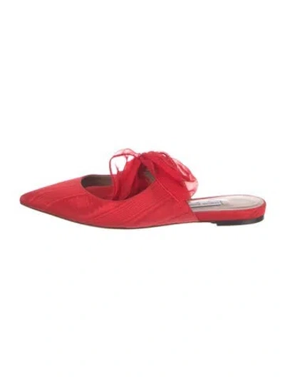 Pre-owned Tabitha Simmons Satin Bow Accents Mules In Red