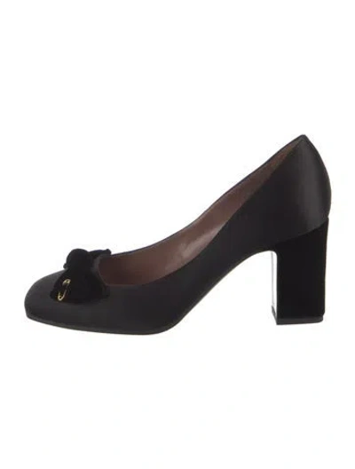 Pre-owned Tabitha Simmons Satin Bow Accents Pumps In Black