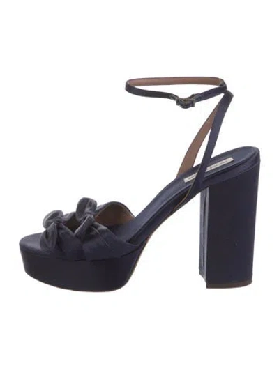 Pre-owned Tabitha Simmons Satin Bow Accents Sandals In Blue