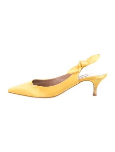 Pre-owned Tabitha Simmons Satin Bow Accents Slingback Pumps In Yellow