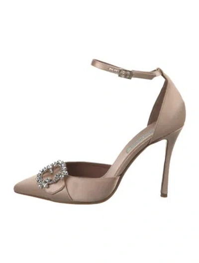 Pre-owned Tabitha Simmons Satin Crystal Embellishments D'orsay Pumps In Neutral