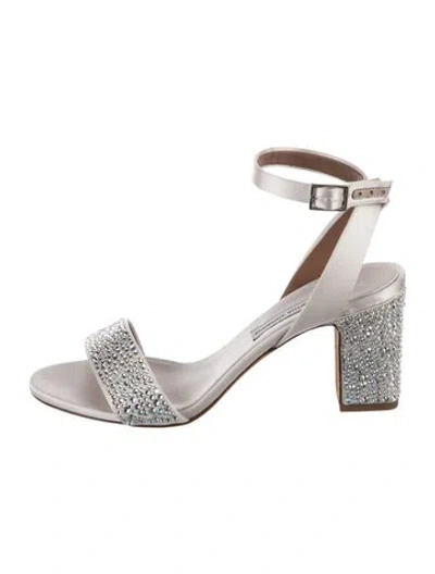 Pre-owned Tabitha Simmons Satin Crystal Embellishments Sandals In Neutrals