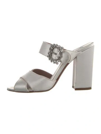 Pre-owned Tabitha Simmons Satin Crystal Embellishments Sandals In White