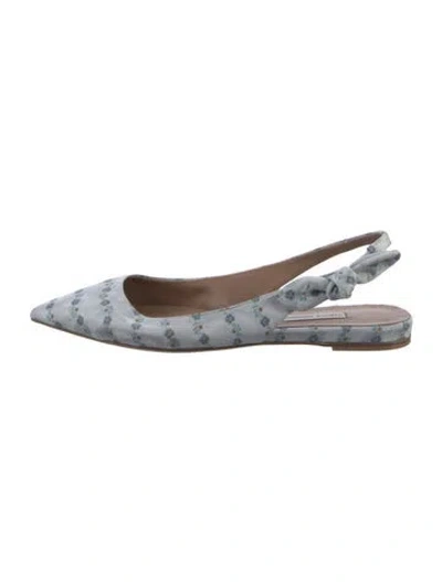 Pre-owned Tabitha Simmons Satin Floral Print Slingback Flats In Blue