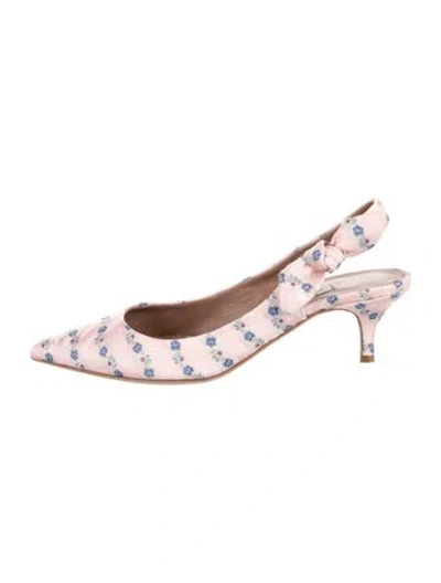 Pre-owned Tabitha Simmons Satin Printed Slingback Pumps In Pink