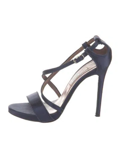 Pre-owned Tabitha Simmons Satin Slingback Sandals In Blue