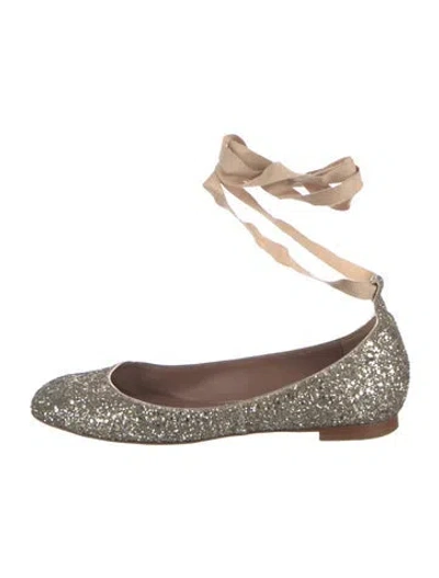Pre-owned Tabitha Simmons Sequins Printed Ballet Flats In Silver