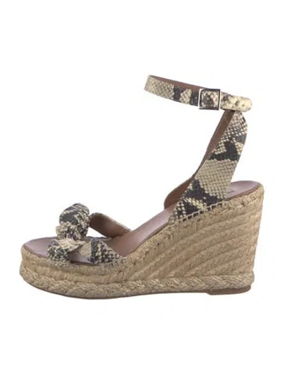 Pre-owned Tabitha Simmons Snakeskin Animal Print Espadrilles In Neutral