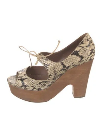 Pre-owned Tabitha Simmons Snakeskin Animal Print Sandals In Neutral