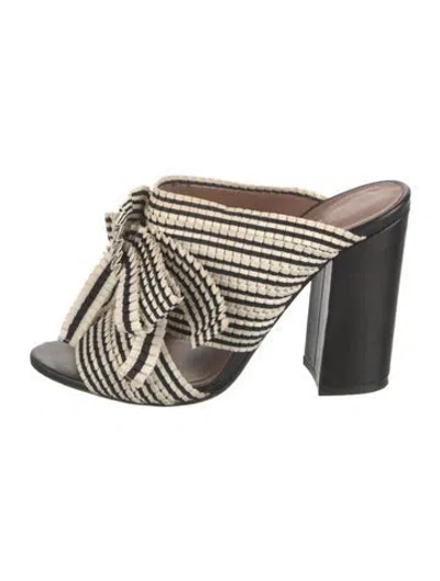 Pre-owned Tabitha Simmons Striped Bow Accents Mules
