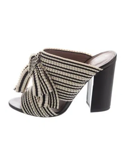 Pre-owned Tabitha Simmons Striped Bow Accents Sandals In Black/neutrals