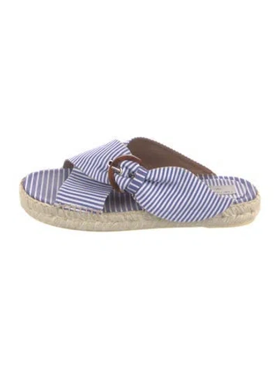 Pre-owned Tabitha Simmons Striped Braided Accents Espadrilles In White