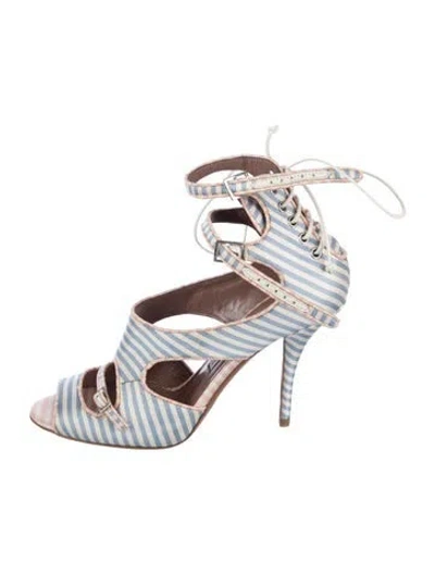 Pre-owned Tabitha Simmons Striped Pumps In White