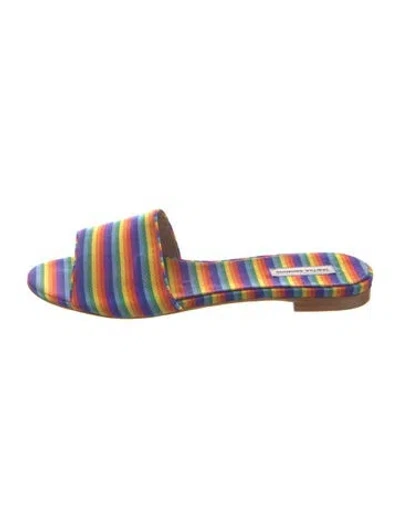 Pre-owned Tabitha Simmons Striped Slides In Blue