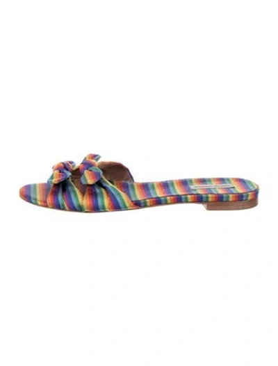 Pre-owned Tabitha Simmons Striped Slides In Yellow