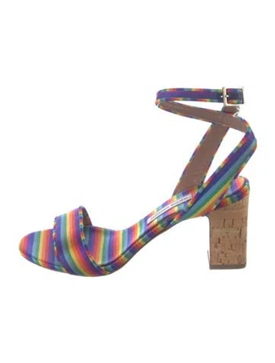 Pre-owned Tabitha Simmons Striped Slingback Sandals In Neutrals