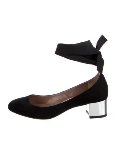Pre-owned Tabitha Simmons Suede Ballet Flats In Black