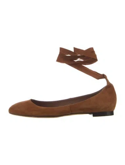 Pre-owned Tabitha Simmons Suede Ballet Flats In Brown