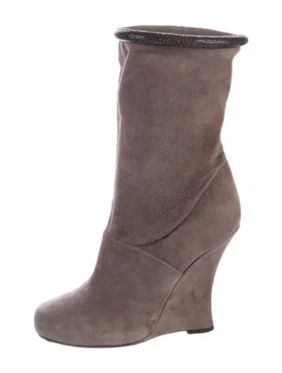 Pre-owned Tabitha Simmons Suede Boots In Brown