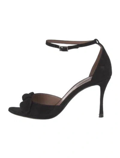 Pre-owned Tabitha Simmons Suede Bow Accents D'orsay Pumps In Black