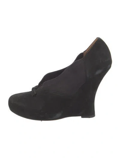 Pre-owned Tabitha Simmons Suede Bow Accents Pumps In Black