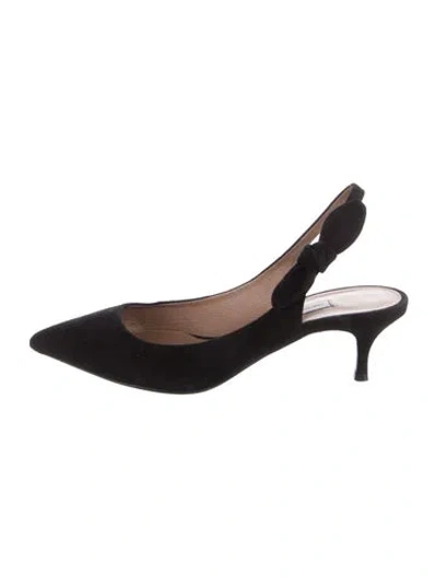 Pre-owned Tabitha Simmons Suede Bow Accents Slingback Pumps In Black