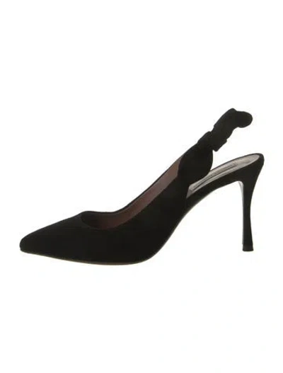 Pre-owned Tabitha Simmons Suede Bow Accents Slingback Pumps In Black