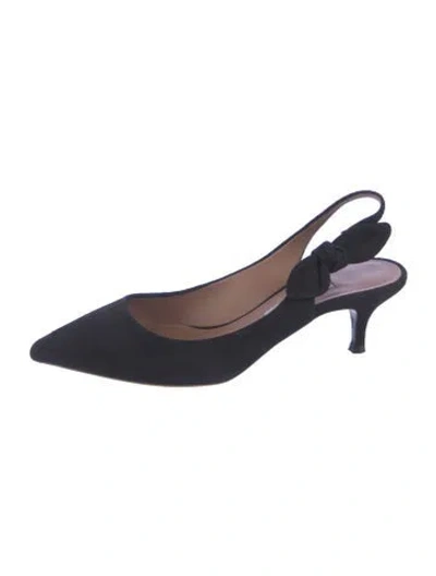 Pre-owned Tabitha Simmons Suede Bow Accents Slingback Pumps In Blue